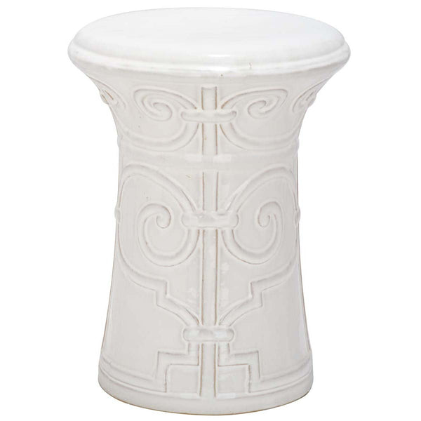 safavieh White Imperial Scroll Garden Stool | Safavieh - ACS4521