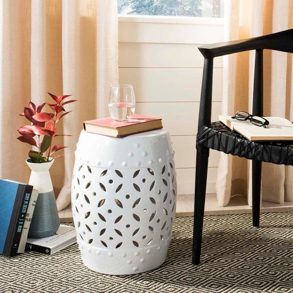 Safavieh White Lattice Coin Garden Stool | Safavieh - ACS4510