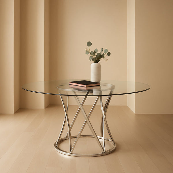 Safavieh Yuko 54" Round Glass Dining Table | Safavieh Couture - DUP1002