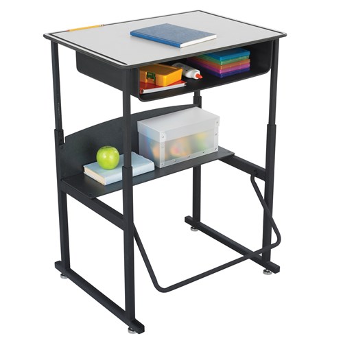 Safco AlphaBetter® Adjustable-Height Stand-Up Desk 28 X 20" Premium Or Dry Erase Top Book Box And Swinging Footrest Bar