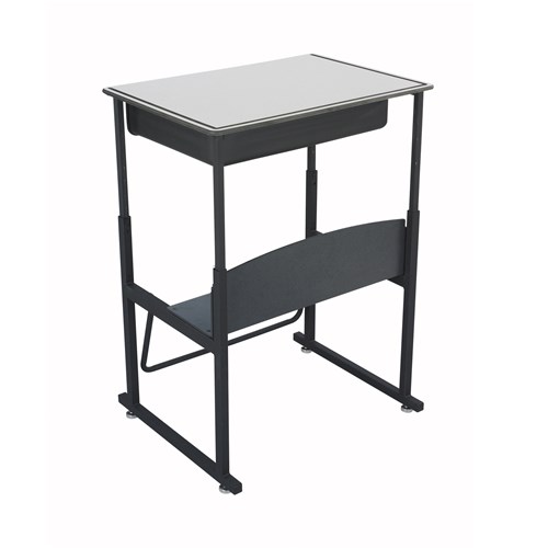 safco AlphaBetter® Adjustable-Height Stand-Up Desk 28 x 20" Premium or Dry Erase Top Book Box and Swinging Footrest Bar