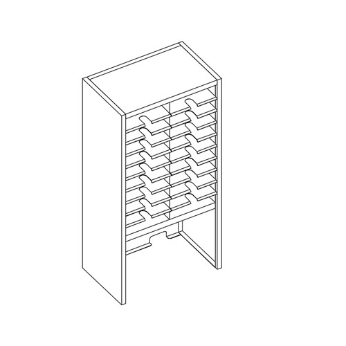 Safco Mailflow Systems Sorter Closed Back W/ 15" Elevation; 20 Sorting Pockets 15”D Without Plexi Doors