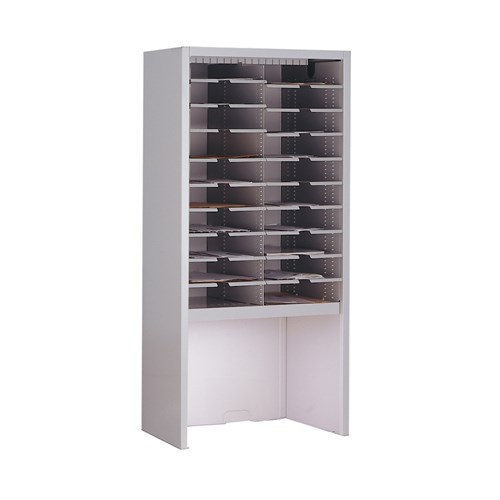 safco Mailflow Systems Sorter Closed Back w/ 7" Elevation; 24 Sorting Pockets 15”D without Plexi Doors