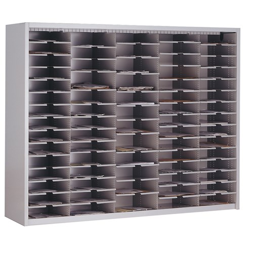 safco Mailflow Systems Sorter Closed Back w/ 7" Elevation; 60 Sorting Pockets 15”D without Plexi Doors