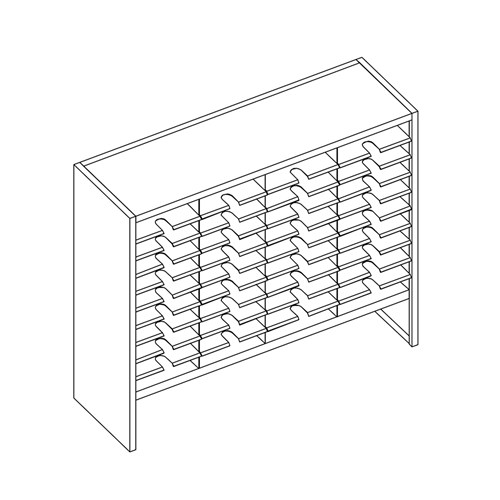 safco Mailflow Systems Sorter Closed Back w/ 8" Elevation; 40 Sorting Pockets 15”D without Plexi Doors