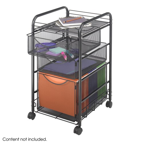 Safco Onyx™ Mesh File Cart With 1 File Drawer And 2 Small Drawers