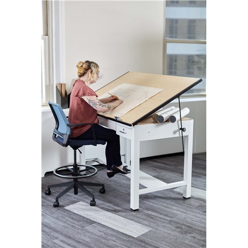 Safco Ranger Steel 4-Post Table 60” W X 37.5” D With Tool Drawer And Shallow Drawer