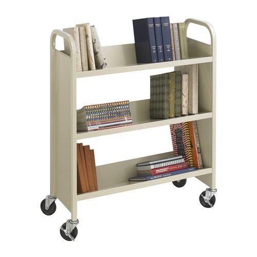 safco Steel Single-Sided Book Cart - 3 Shelves
