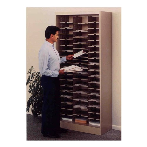 Safco Sorter; 36"W X 80"H; 57 - 3"H X 12"D Pockets W/ Bottom Storage