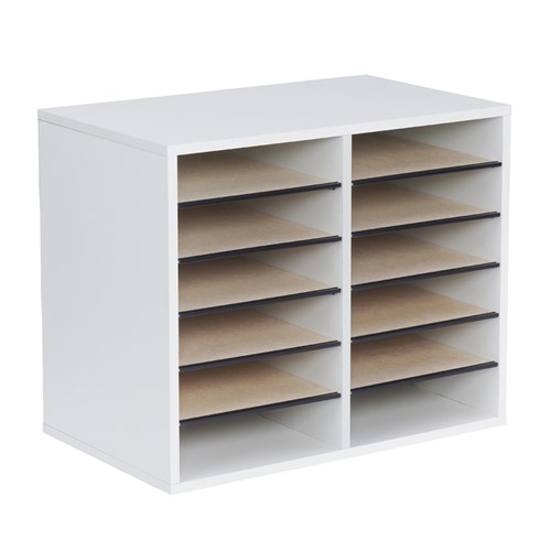 Safco Wood Adjustable Literature Organizer - 12 Compartment