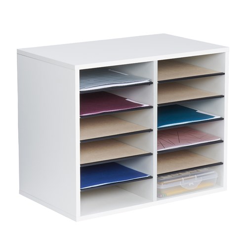 safco Wood Adjustable Literature Organizer - 12 Compartment