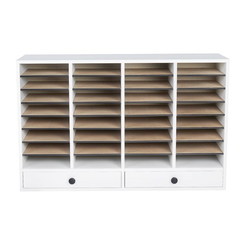 Safco Wood Adjustable Literature Organizer 32 Compartment W. Drawer