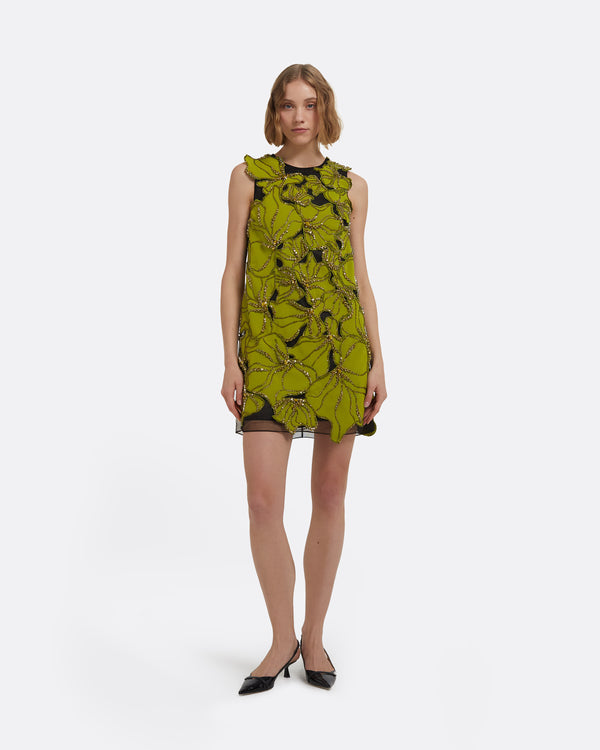 safiyaa Amani Mini Dress in Woodbine with Embellishments