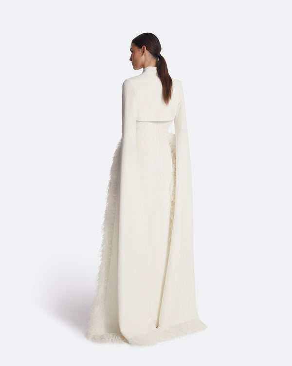Safiyaa Amari Ivory Feather-Trimmed Bolero And Soshin Dress