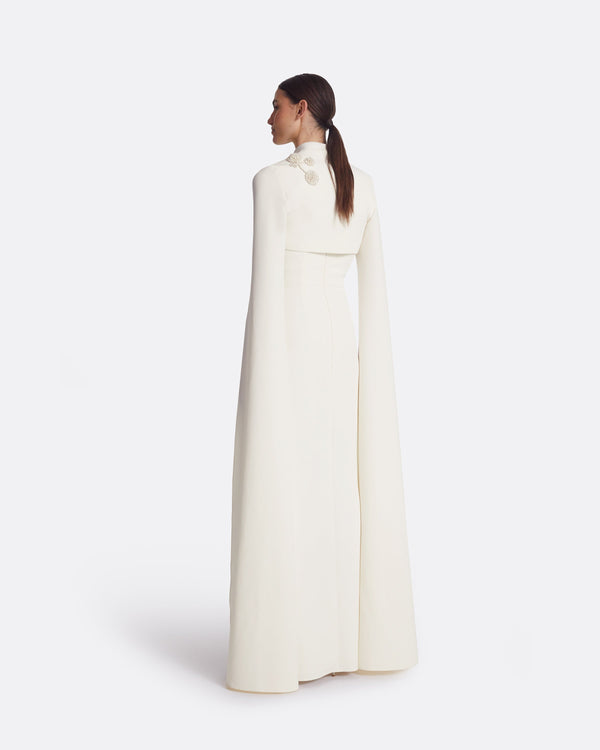 Safiyaa Amari Ivory Harness & Soshin Dress With Carnation Embroidery