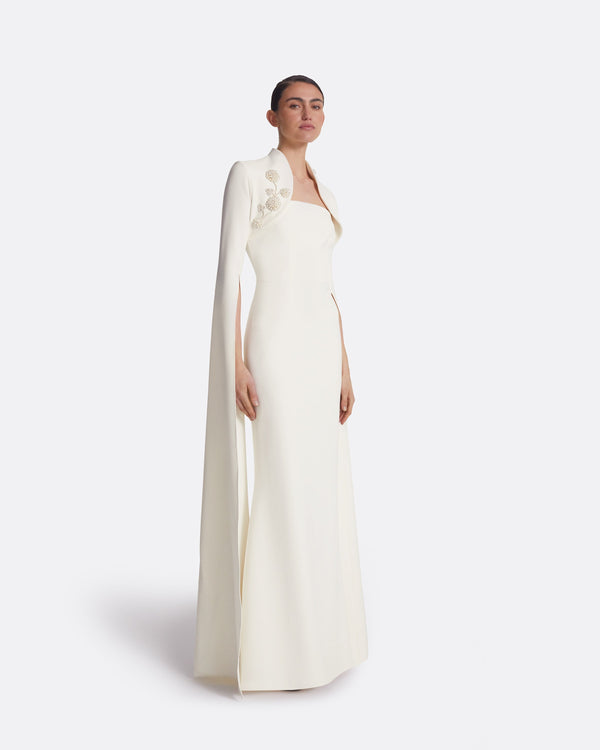 Safiyaa Amari Ivory Harness & Soshin Dress With Carnation Embroidery