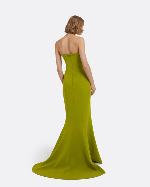 Safiyaa Angelina Long Dress In Woodbine With Embroidery