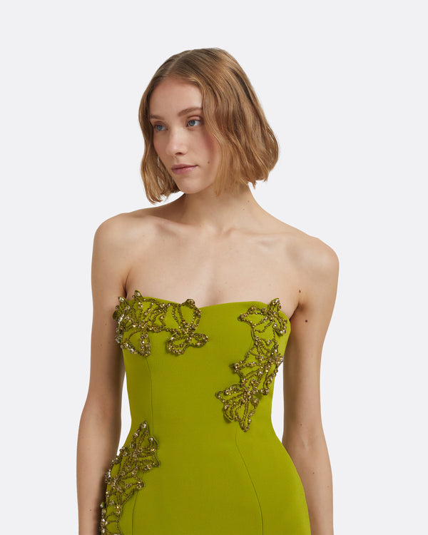 Safiyaa Angelina Long Dress In Woodbine With Embroidery