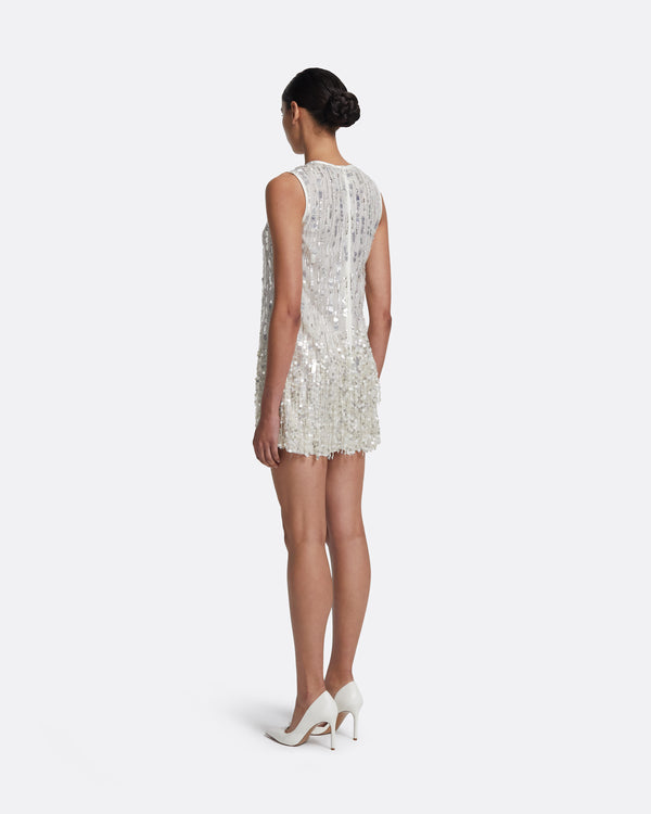 Safiyaa Ariana Short Dress In Ivory With Crystal Embellishment