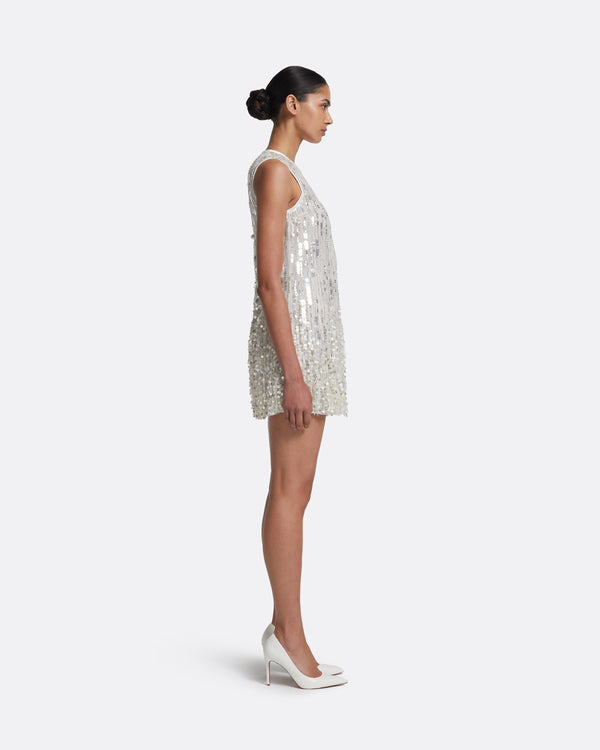 Safiyaa Ariana Short Dress In Ivory With Crystal Embellishment