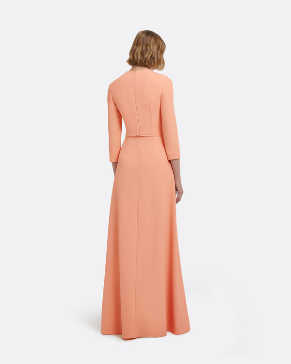 Safiyaa Aspen Long Dress In Apricot With Gunmetal Embellishment