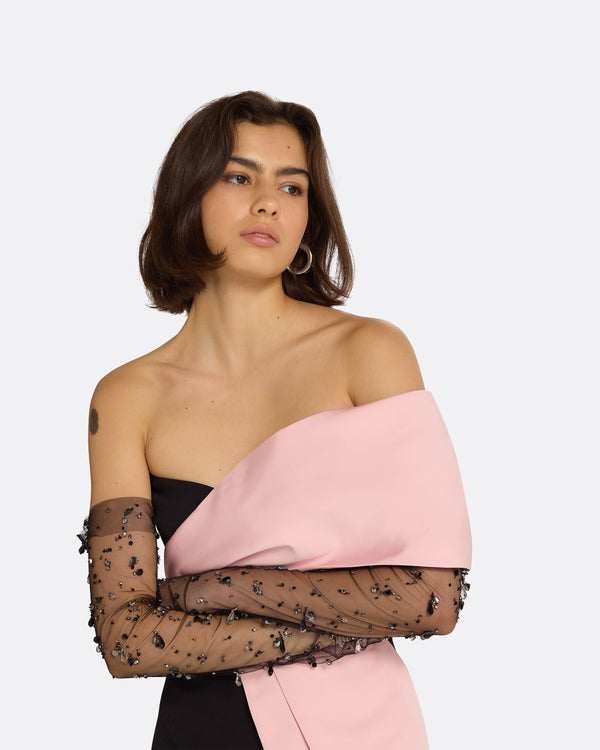 Safiyaa Astin Black Cluster Drops Embroidered Gloves