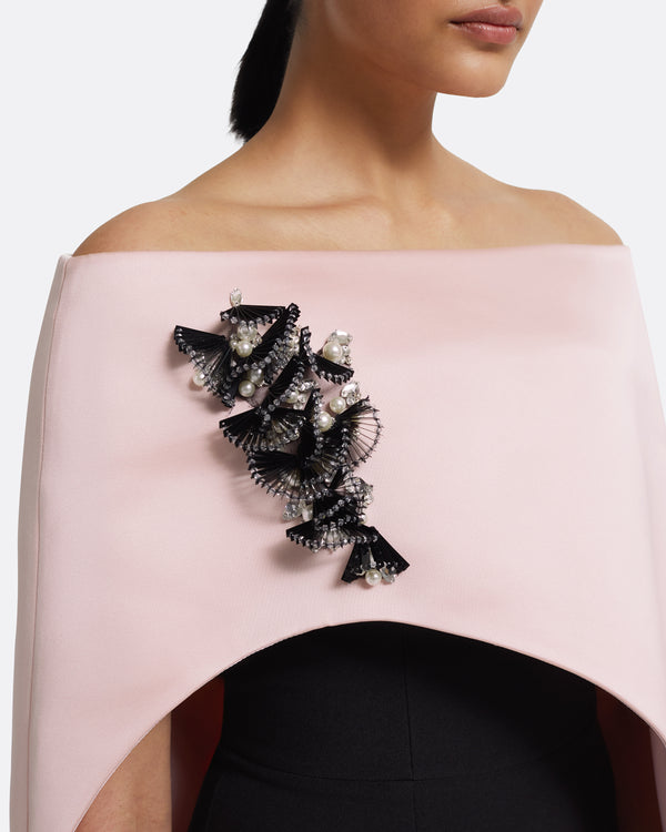 Safiyaa Azrael Long Dress & Maddox Harness In Lotus Bloom With Black Pearl