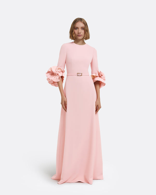 safiyaa Belen Long Dress in Lychee with Embellished Belt
