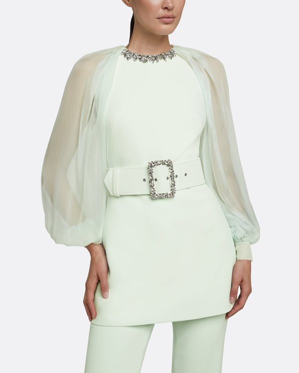 Safiyaa Caoimhe Spearmint Top With Embroidered Belt