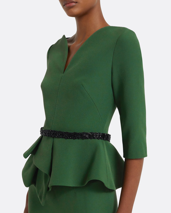 Safiyaa Dion Top In Moss Green With Black Embellishment