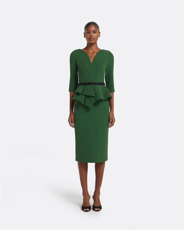 Safiyaa Dion Top In Moss Green With Black Embellishment