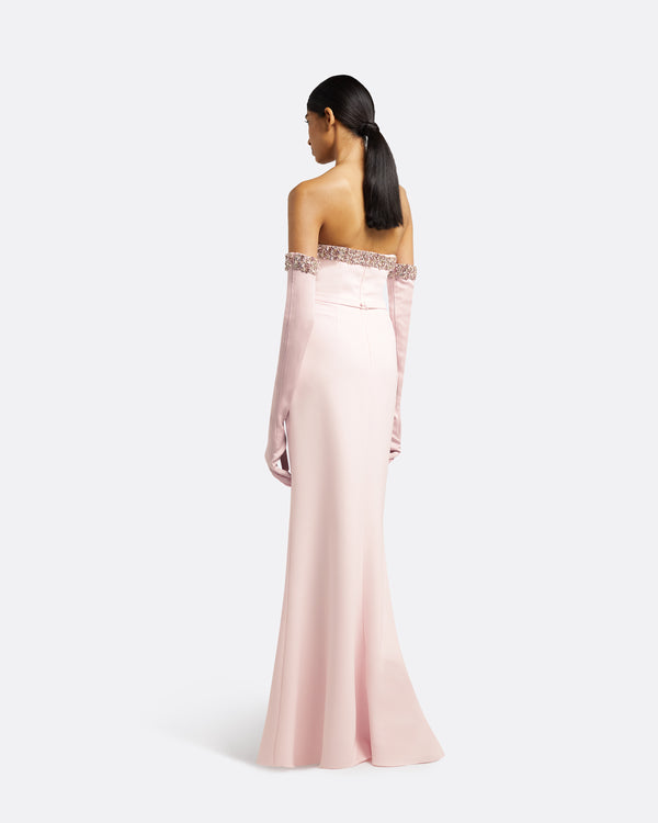 Safiyaa Donatella Barely Pink Long Dress With Antonia Gloves