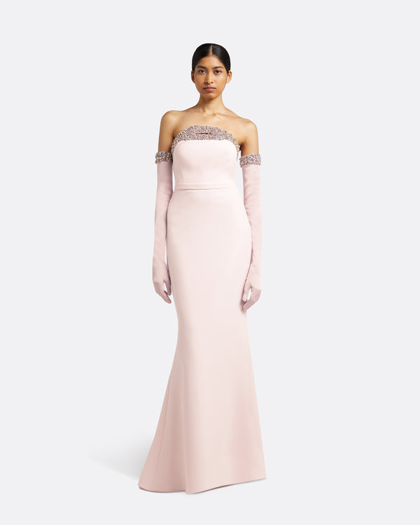 safiyaa Donatella Barely Pink Long Dress With Antonia Gloves
