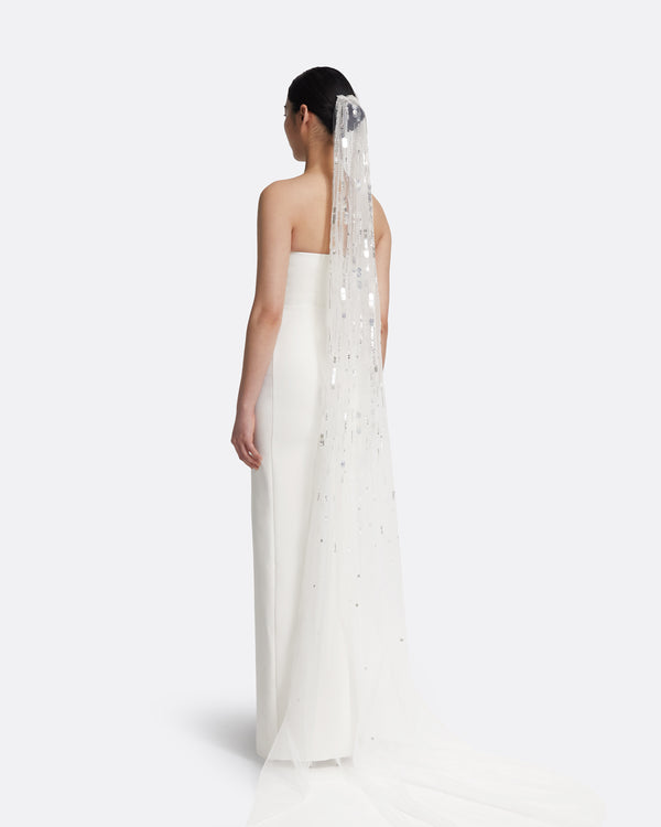 Safiyaa Edith Veil In Ivory With Crystal Embellishment