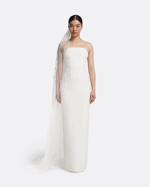 safiyaa Edith Veil in Ivory with Crystal Embellishment