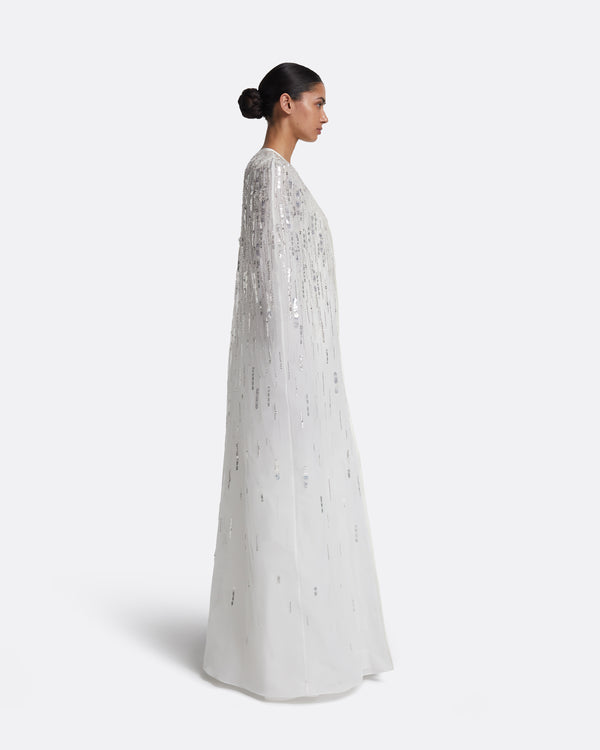 Safiyaa Greta Cape In Ivory With Crystal Embellishment
