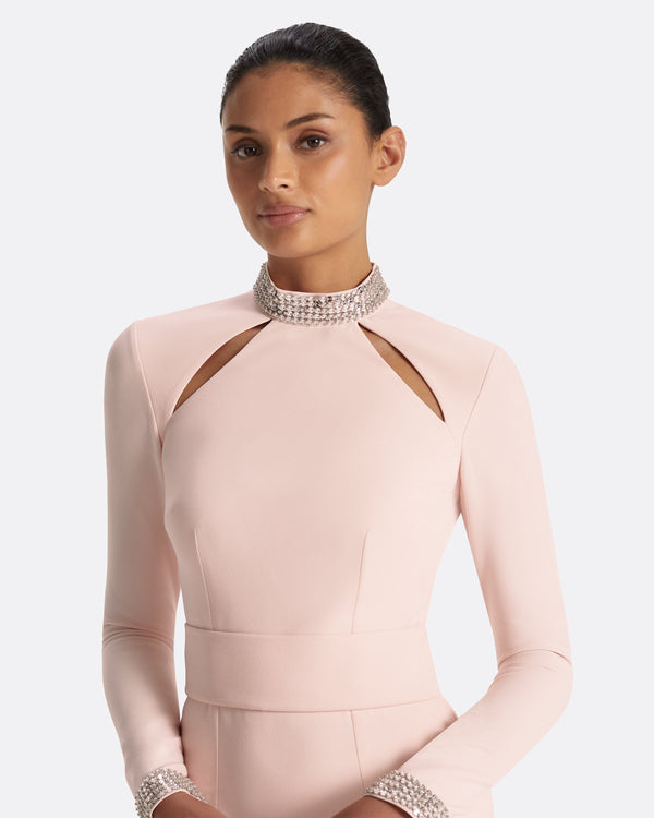 Safiyaa Kamala Pale Pink & Mirror Disc Embroidery Long Dress