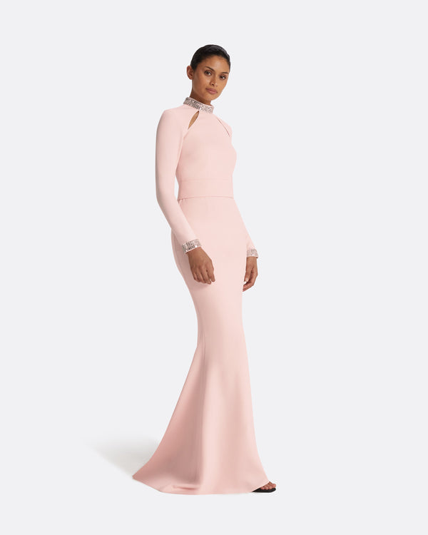 Safiyaa Kamala Pale Pink & Mirror Disc Embroidery Long Dress