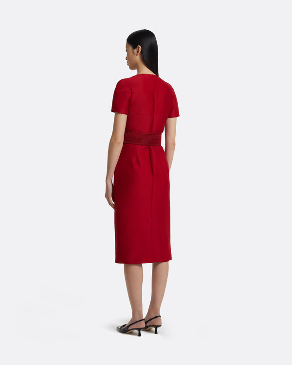 Safiyaa Kamari Midi Dress In Swinton On Radiant Red