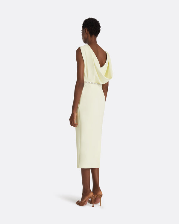 Safiyaa Koral Sorbet Midi Dress With Embroidered Belt