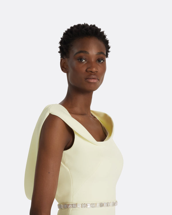 Safiyaa Koral Sorbet Midi Dress With Embroidered Belt