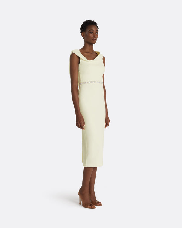 Safiyaa Koral Sorbet Midi Dress With Embroidered Belt