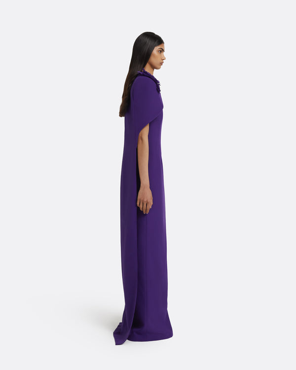 Safiyaa Lennox Long Dress In Pansy With Pansy Embellishment
