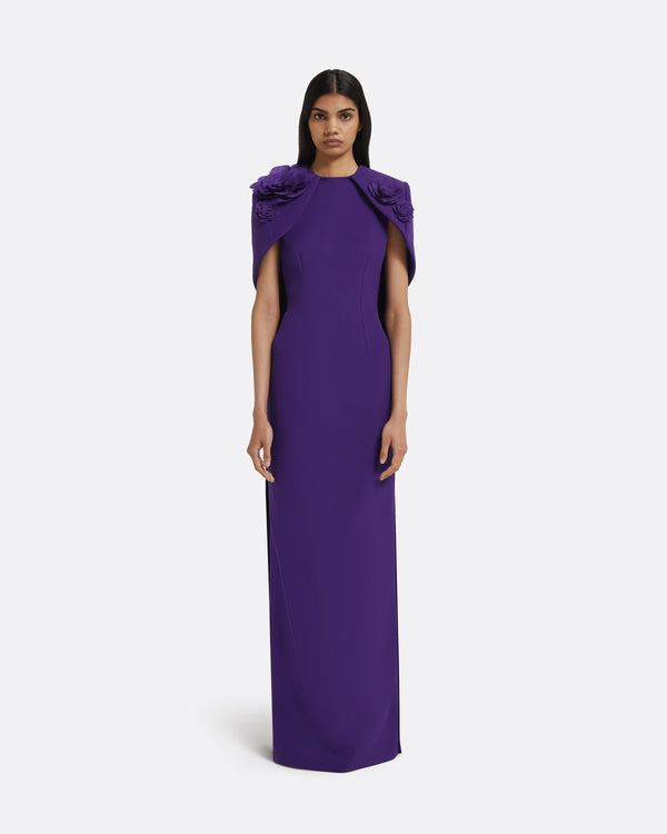 safiyaa Lennox Long Dress in Pansy with Pansy Embellishment