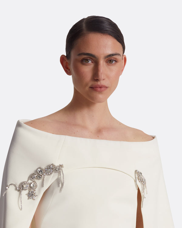 Safiyaa Manorel Ivory Broken Jewellery Embroidered Harness & Rowan Dress