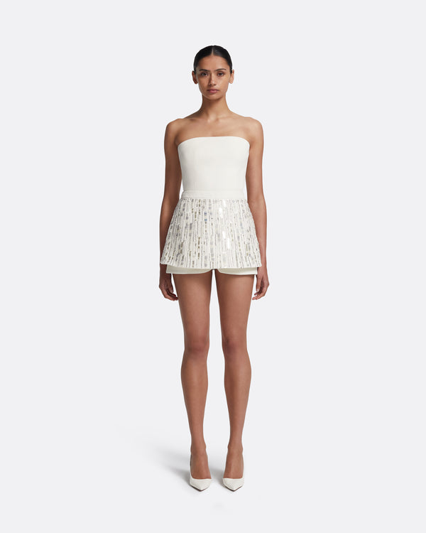 safiyaa Matilda Skirt in Ivory with Crystal Embellishment