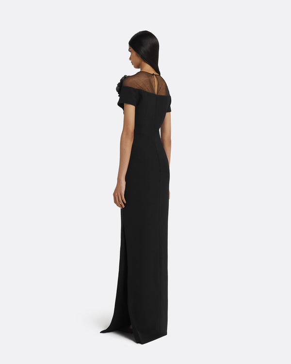 Safiyaa Noah Long Dress In Black With Black Embellishment