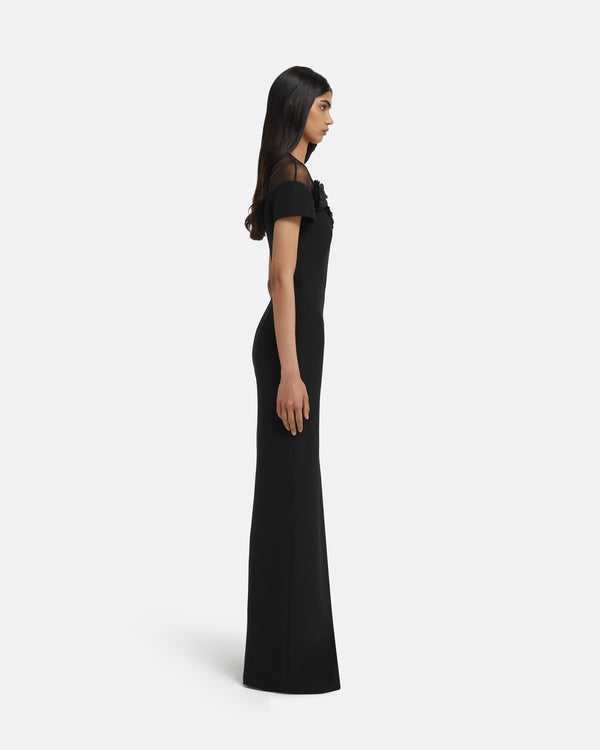 Safiyaa Noah Long Dress In Black With Black Embellishment