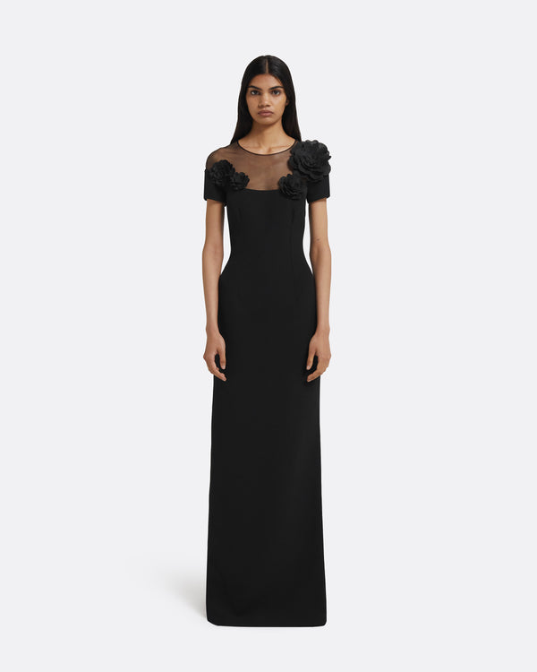 safiyaa Noah Long Dress in Black with Black Embellishment