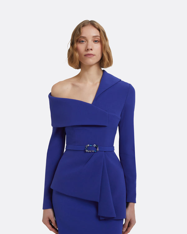 Safiyaa Odessa Tops In Skiathos Blue With Multi-Blues Belt